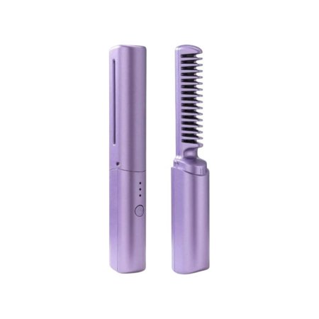 💜 مشط حراري كهربائي لتصفيف الشعر – تصميم محمول وأنيق