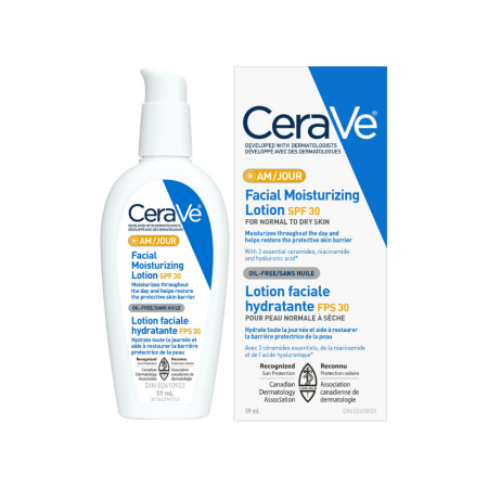 ️ مرطب الوجه مع واقي شمس SPF 30 من CeraVe – حماية وترطيب في خطوة واحدة! 💙 مناسب للبشرة العادية إلى الجافة